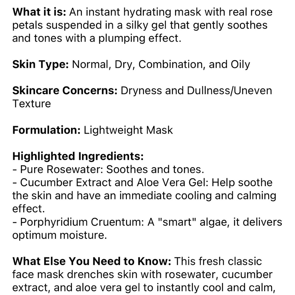 NIB Fresh Rose Mask - Picture 2 of 3